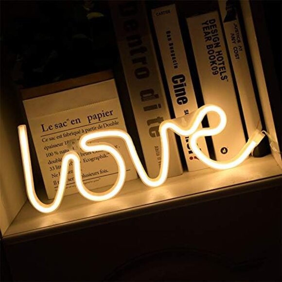 Love Neon Sign Warm White LED Wall Light USB or Battery for Room Party Decor - Picture 2 of 6